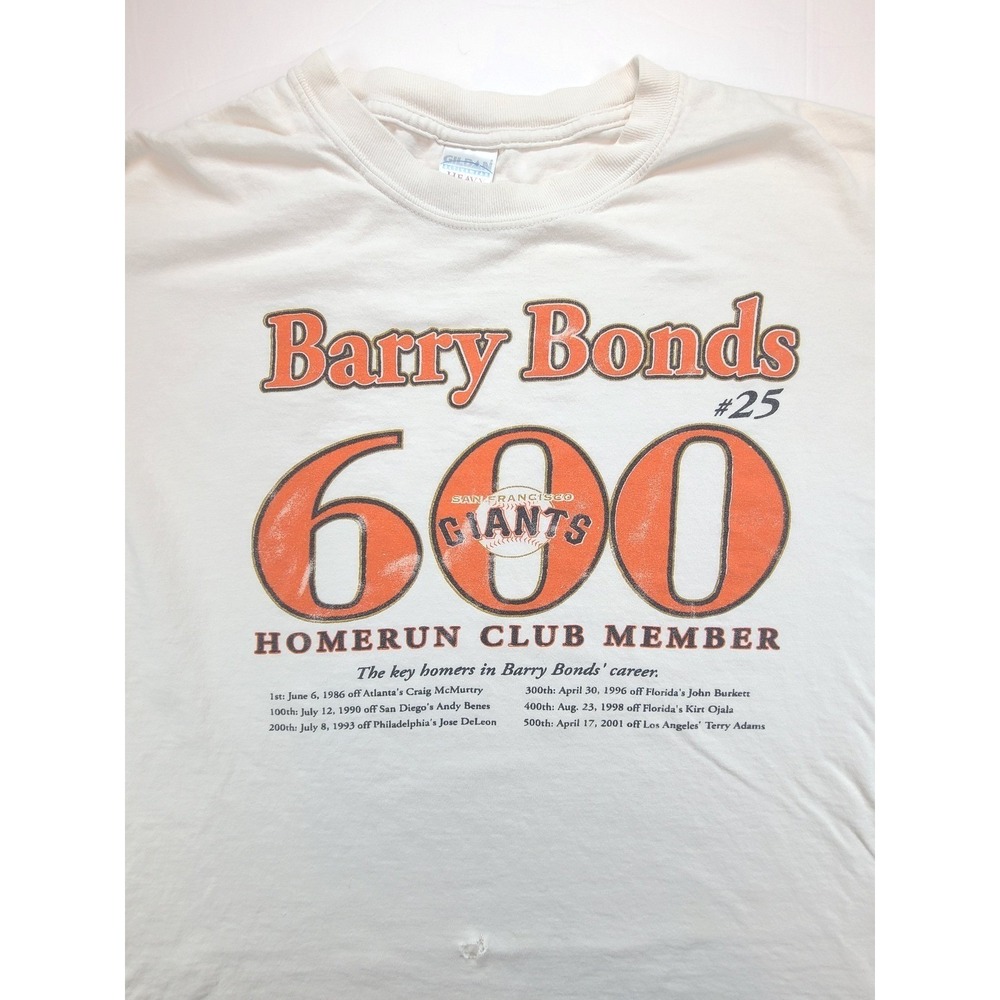 Gildan Barry Bonds 600 Homerun Club Member San Francisco Giants‎ T Shirt Mens XL
